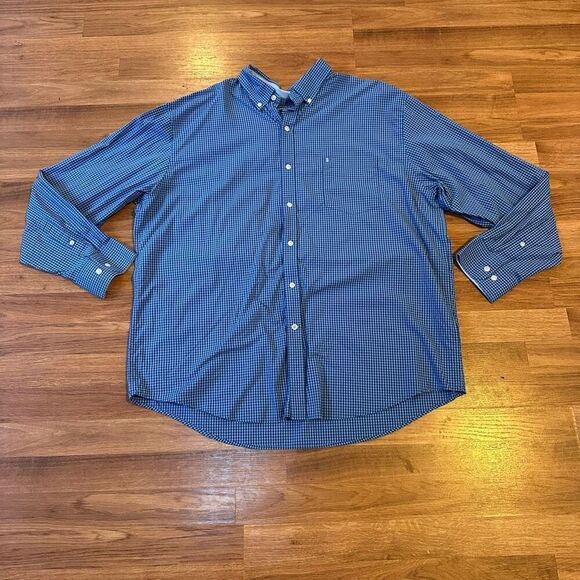IZOD Premium Essentials Blue Plaid Button Up Collard Shirt | Men size XXL - Picture 1 of 13
